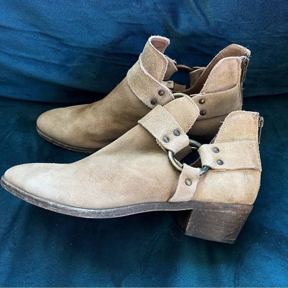FRYE LEATHER SUEDE DISTRESSED HARNESS ANKLE BOOTS SIZE 10 EUC - Picture 6 of 12